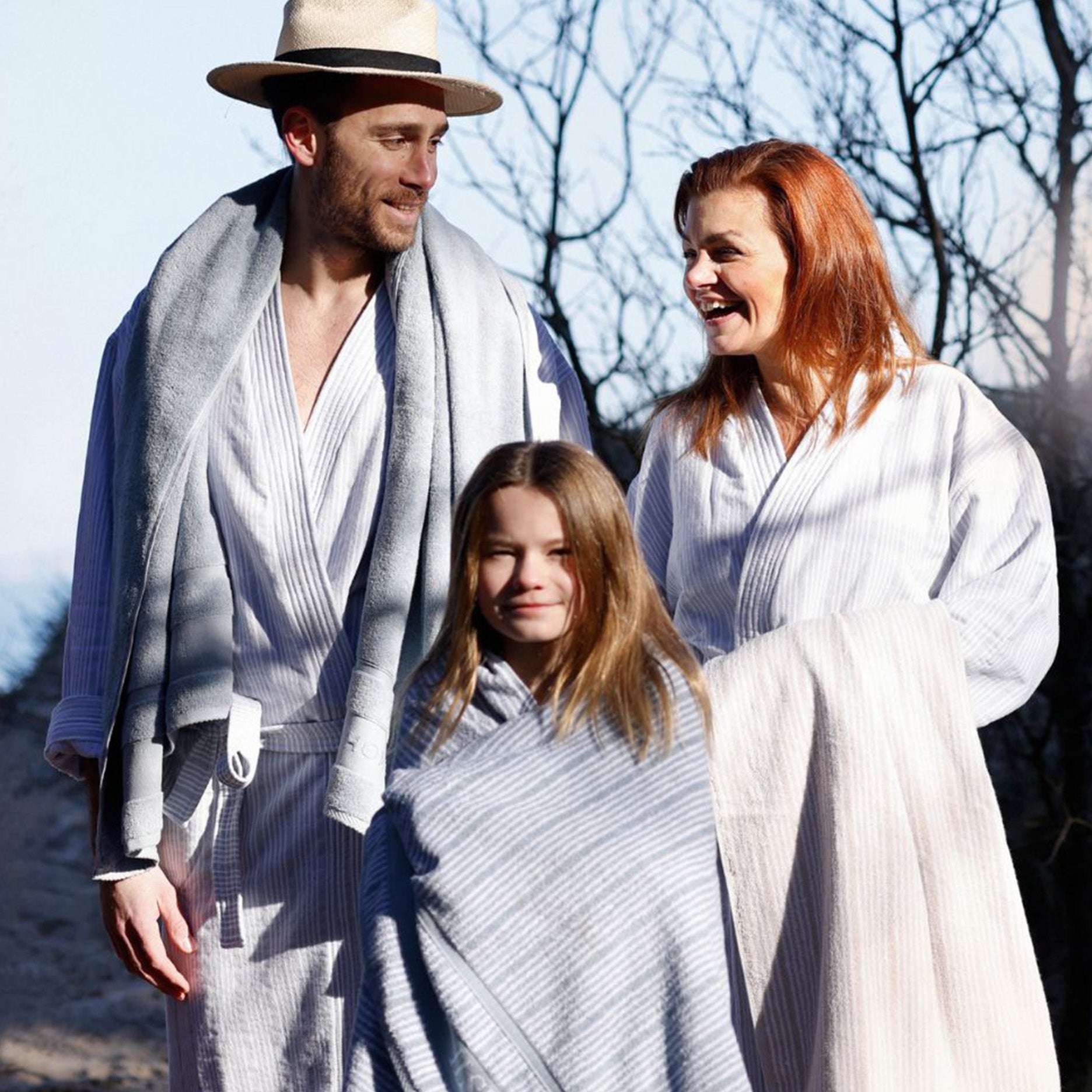 Håndklæde 70x140 cm sand/beige striber